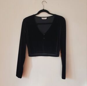 90s Y2k Black Velvet Cropped Sweater